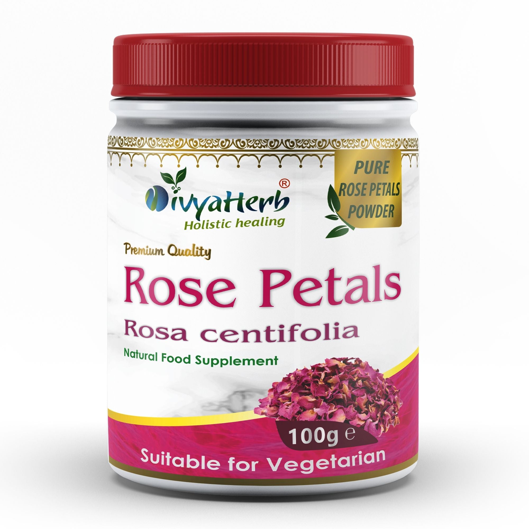DivyaHerb Rose Petals Powder 100 gram - Healthy-Looking Skin Support-0
