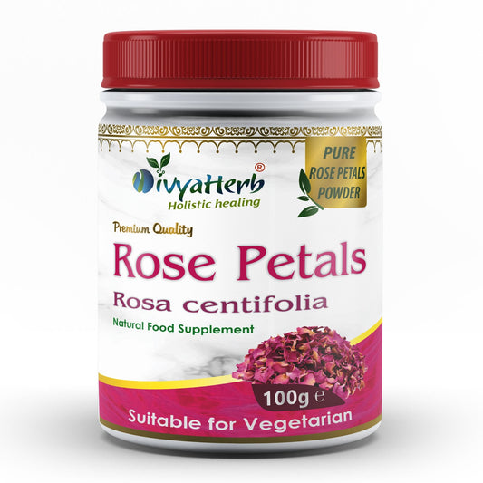 DivyaHerb Rose Petals Powder 100 gram - Healthy-Looking Skin Support-0
